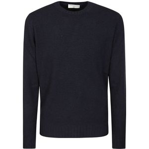 Filippo De Laurentiis, Geribbelde Crewneck Wol Kasjmier Trui Blauw, Heren, Maat:S