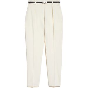 Max Mara Studio, Wortelbroek van wol met cropped enkel Wit, Dames, Maat:S