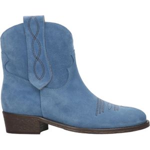 Via Roma 15, Suède Enkellaarzen Helder Blauw Blauw, Dames, Maat:36 1/2 EU