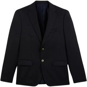 Eden Park, Jassen, Heren, Blauw, L, Wol, Slim Fit Wollen Blazer - Blauw