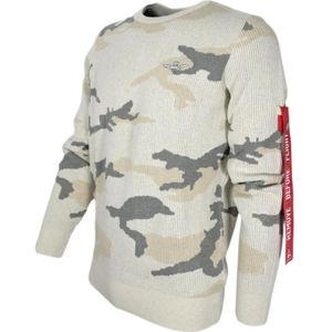 Aeronautica Militare, Sweatshirts & Hoodies, Heren, Beige, L, Katoen, Heren Trui met Camouflage Patroon