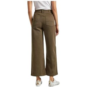 Pepe Jeans, Broeken, Dames, Groen, W29 L30, Katoen, Groene Culotte Wijde Pijp Broek