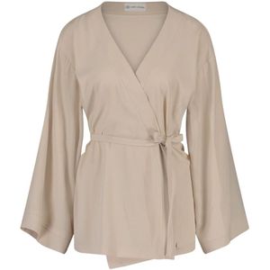 Jane Lushka, Kimono Blazer met Relaxte Pasvorm | Creme Beige, Dames, Maat:S