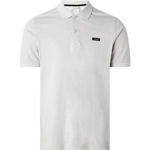 Calvin Klein, Tops, Heren, Grijs, L, Katoen, Moderne Stretch Piqué Slim Fit Polo