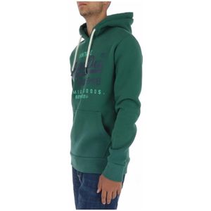 Superdry, Sweatshirts & Hoodies, Heren, Groen, S, Katoen, Groene Print Sweatshirt voor Heren