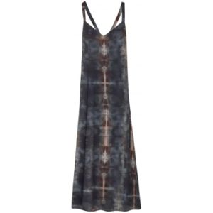 Rrd, Lange waterverf print jurk met gekruiste bandjes - Model 23667 80 Blauw, Dames, Maat:L