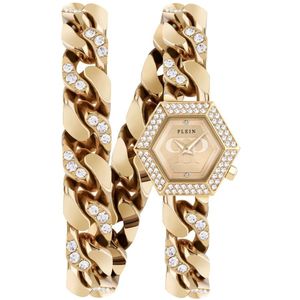 Philipp Plein, Accessoires, Dames, Geel, ONE Size, Hexagon Groumette Gouden Horloge