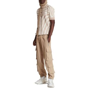 Balmain, Broeken, Heren, Beige, S, Katoen, Tapered Cargo Broek