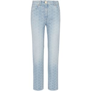 Balmain, Jeans, Dames, Blauw, XL, Denim, Monogram straight-cut denim jeans