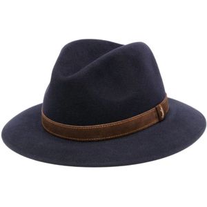 Borsalino, Accessoires, Heren, Blauw, 60 CM, Wol, Navy Blauwe Wollen Hoed