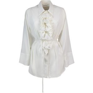 P.a.r.o.s.h., Blouses & Shirts, Dames, Beige, S, Polyester, Gerimpeld Shirt Roomwit