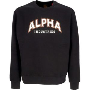 Alpha Industries, Sweatshirts & Hoodies, Heren, Zwart, XL, Katoen, Zwarte Crewneck Sweatshirt