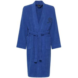 Carlo Colucci, Nachtkleding & Lounge, Heren, Blauw, S, Katoen, Kimono Stijl Geborduurde Badjas