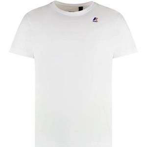 K-Way, Tops, Heren, Wit, S, Katoen, Katoenen Crew-neck T-shirt Geribbelde Kraag