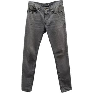 Saint Laurent Vintage, Pre-owned Cotton jeans Grijs, Dames, Maat:L