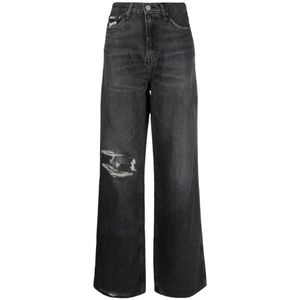 Tommy Jeans, Jeans, Dames, Zwart, W27, Denim, Wide Jeans