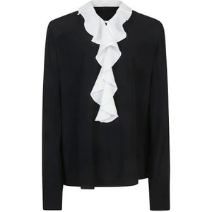 N21, Zwarte gerimpelde blouse Zwart, Dames, Maat:L