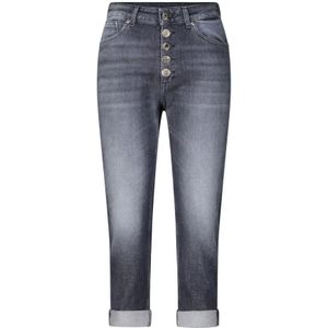 Dondup, Jeans, Dames, Grijs, W25, Denim, Stijlvolle Capri Jeans met Speciale Knopen