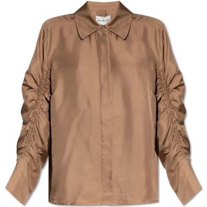 Munthe, Blouses & Shirts, Dames, Bruin, L, Leslea zijden shirt