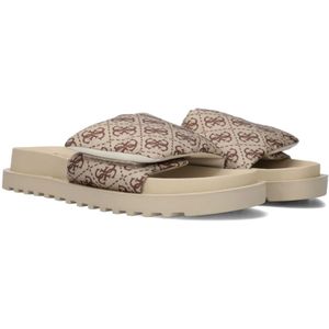 Guess, Schoenen, Dames, Beige, 36 EU, Leer, Bruine Zomer Slipper Fabetzy