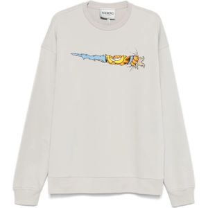 Iceberg, Sweatshirts & Hoodies, Heren, Wit, S, Katoen, Cartoon Print Ronde Hals Sweater