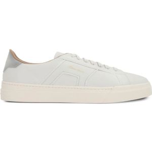 Santoni, Schoenen, Heren, Wit, 42 1/2 EU, Witte lage sneakers met dubbele gesp