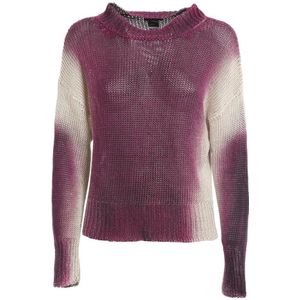 Avant Toi, Linnen Jacquard Crewneck Sweater Paars, Dames, Maat:S