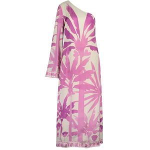 Fabienne Chapot, Kleedjes, Dames, Veelkleurig, 2Xl, Crème Maxi Jurk met Roze Print