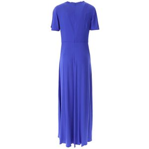 Karl Lagerfeld, Kleedjes, Dames, Blauw, S, Blauwe Gerimpelde Maxi Jurk