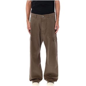 Rick Owens, Broeken, Heren, Bruin, S, Katoen, Cargo Broek Wijde Pijp Katoen