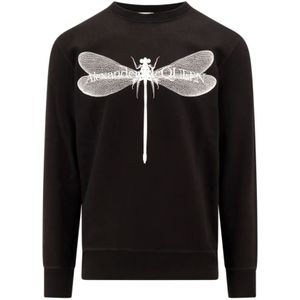 Alexander McQueen, Sweatshirts & Hoodies, Heren, Zwart, 3Xl, Katoen, Dragon Fly Biologisch Katoenen Sweatshirt