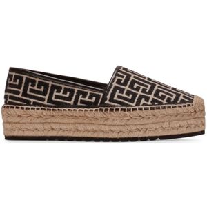 Balmain, Schoenen, Dames, Zwart, 39 1/2 EU, Katoen, Alex espadrilles met jacquard monogram