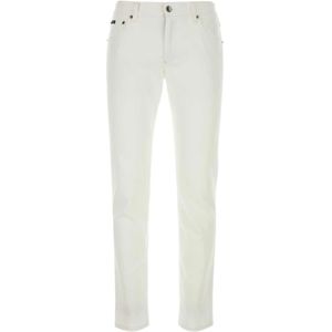 Dolce & Gabbana, Jeans, Heren, Wit, L, Denim, Witte stretch denim jeans
