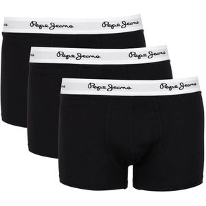 Pepe Jeans, 3-Pack Zwarte Boxershorts met Merk Tailleband Zwart, Heren, Maat:S