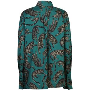 Just Cavalli, Blouses & Shirts, Dames, Groen, S, Groene shirts voor vrouwen Aw 24