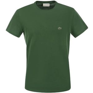 Lacoste, Korte Mouw T-Shirt met Logo Borduursel Groen, Heren, Maat:XL