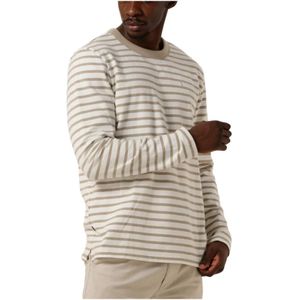 Butcher of Blue, Tops, Heren, Beige, S, Katoen, Beige Stripe Crew Sweater