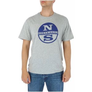 North Sails, Tops, Heren, Grijs, L, Katoen, Grijze Print T-Shirt