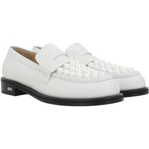 Mach & Mach, Schoenen, Dames, Wit, 38 EU, Leer, Witte Penny Loafer met synthetische parels