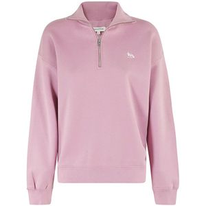 Maison Kitsuné, Sweatshirts & Hoodies, Dames, Roze, XS, Vos Patch Half Zip Sweatshirt