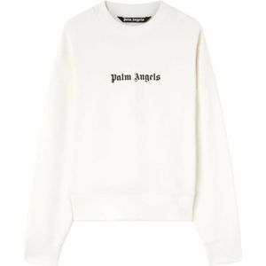 Palm Angels, Sweatshirt met Logo Print en Crew Neck Wit, Heren, Maat:L