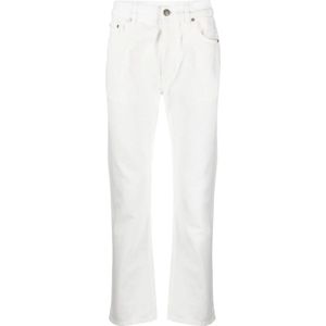 Palm Angels, Witte Logo Denim Jeans Wit, Heren, Maat:W33