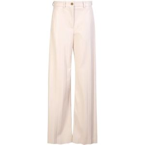 Msgm, Broeken, Dames, Beige, S, Leer, Ivoory synthetisch lederen broek