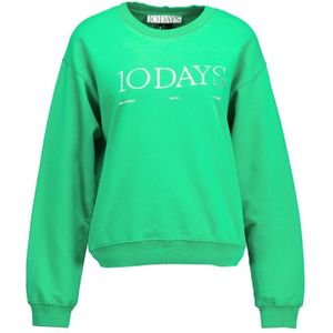 10Days, Sweatshirts & Hoodies, Dames, Groen, S, Katoen, Stijlvolle Logo Sweater in Groen