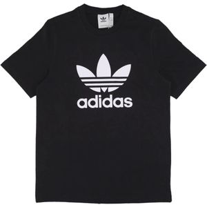 Adidas, Tops, Heren, Zwart, L, Katoen, Zwarte Trefoil Logo Tee T-Shirt