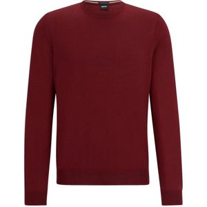 Hugo Boss, Regular Fit Herentrui van Wol in Donkerrood Rood, Heren, Maat:L