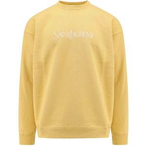 Saint Laurent, Sweatshirts & Hoodies, Heren, Geel, XL, Katoen, Sweatshirts