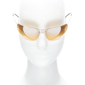 Chanel Vintage, Pre-owned, Dames, Geel, ONE Size, Tweed, Pre-owned Metal sunglasses