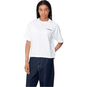 Carhartt Wip, Tops, Dames, Wit, M, Fold Leo T-shirt