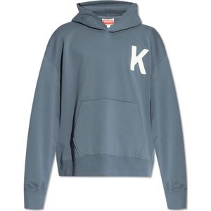 Kenzo, Sweatshirts & Hoodies, Heren, Blauw, L, Sweatshirt met tijgermotief op de achterkant